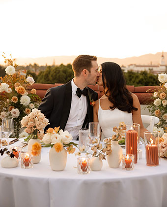 sweetheart table at rooftop wedding