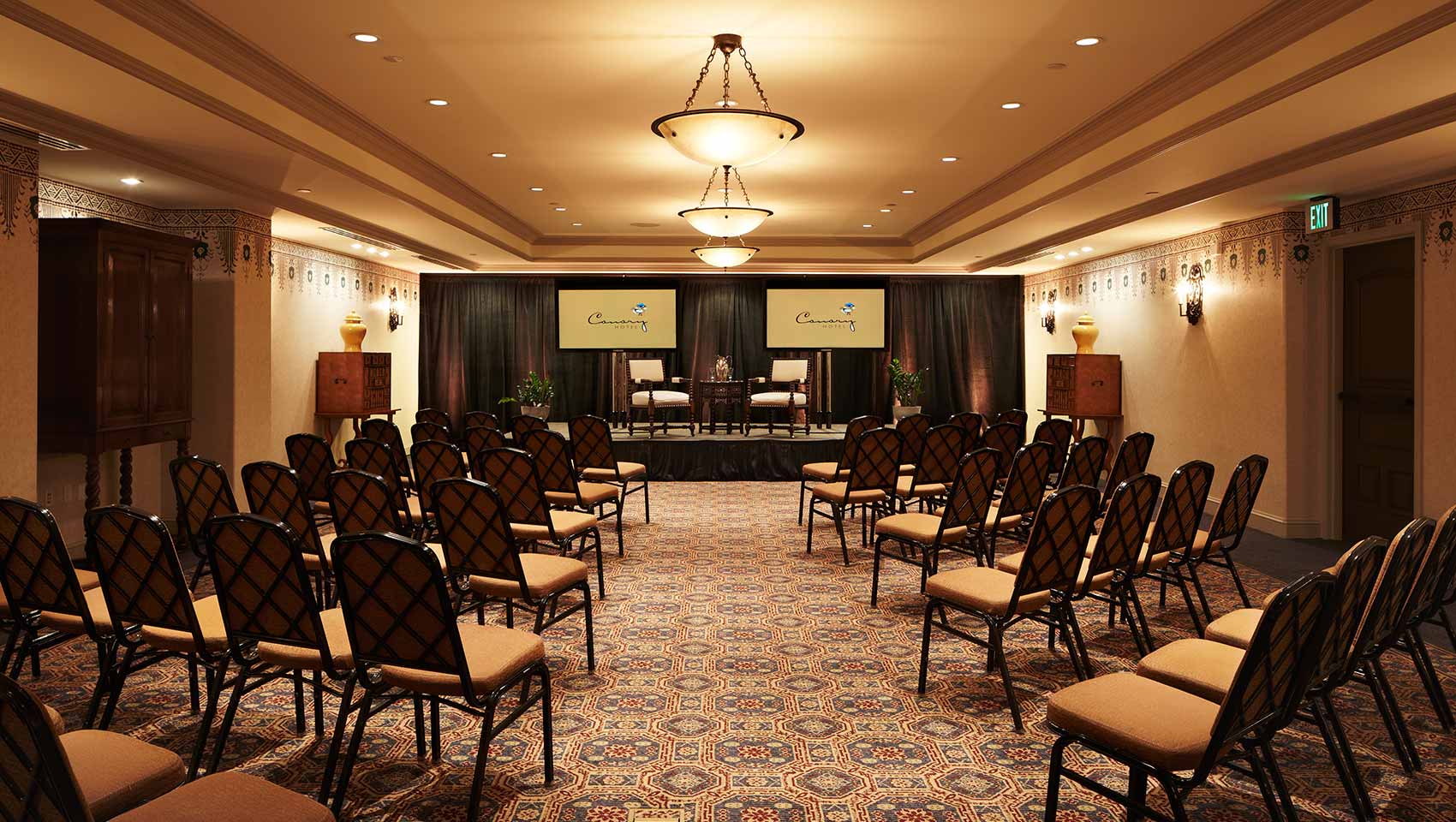 large meeting room with chairs set for a conference
