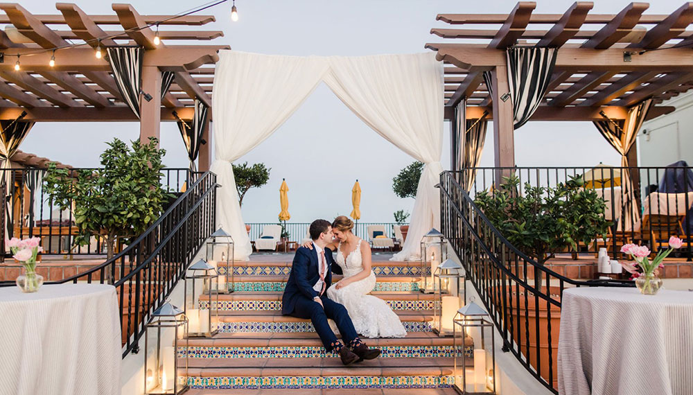 Katie + Faris on Canary Rooftop Stairs