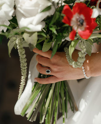 Emily holding bouquet