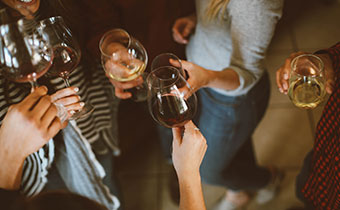 Group with wine glasses